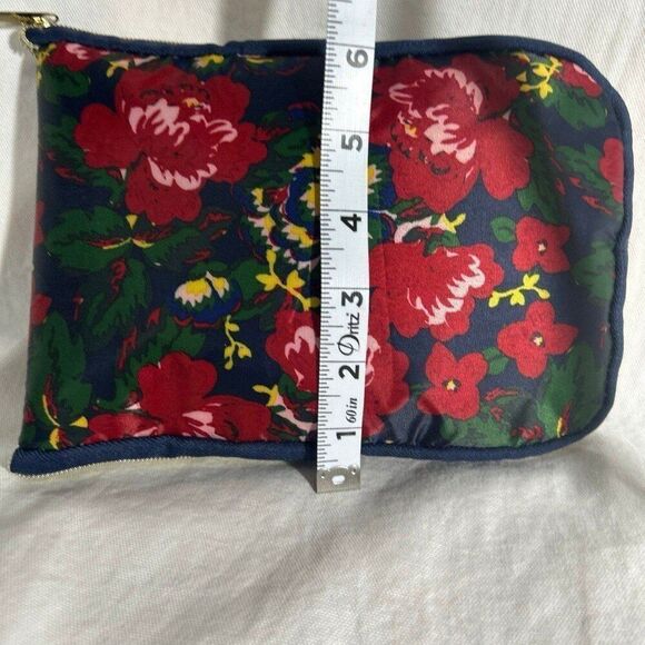 Convertible Stow-n-Go Bag, Navy Red Floral Print Packable Overnight Bag - Picture 11 of 11